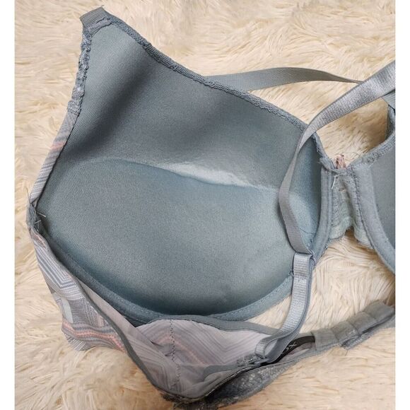 XOXO Womens Chevron Blue Lace Molded Cup Size 40D Push up Underwire Bra - Picture 6 of 6